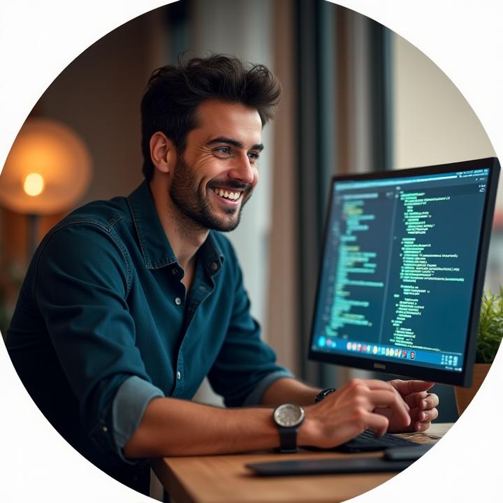 Daniel Álvarez, fundador de Eco Artificial, trabaja con herramientas de IA en su estudio de Madrid.