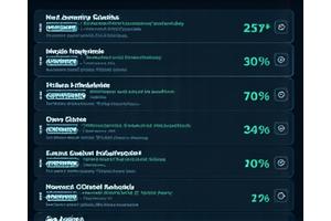 Pantalla mostrando varios títulos de blog generados por IA con métricas de CTR