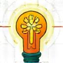 Icono de una bombilla encendida con engranajes, representando brainstorming con IA
