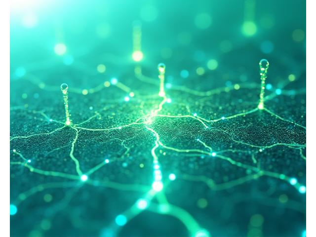 Un mapa digital de una ciudad con puntos de datos ambientales locales destacados, como la calidad del aire o los niveles de contaminación, conectados a una interfaz de IA que genera contenido.
