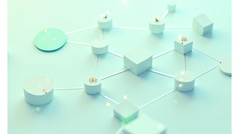 Gráfico de flujo interactivo que muestra las siete tendencias interconectadas para el blogging del futuro, usando iconos y líneas para representar la evolución.